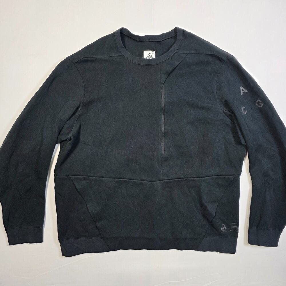 NikeLab ACG Tech Fleece Crew Sweatshirt Men's XL Black 810125-091 Pullover